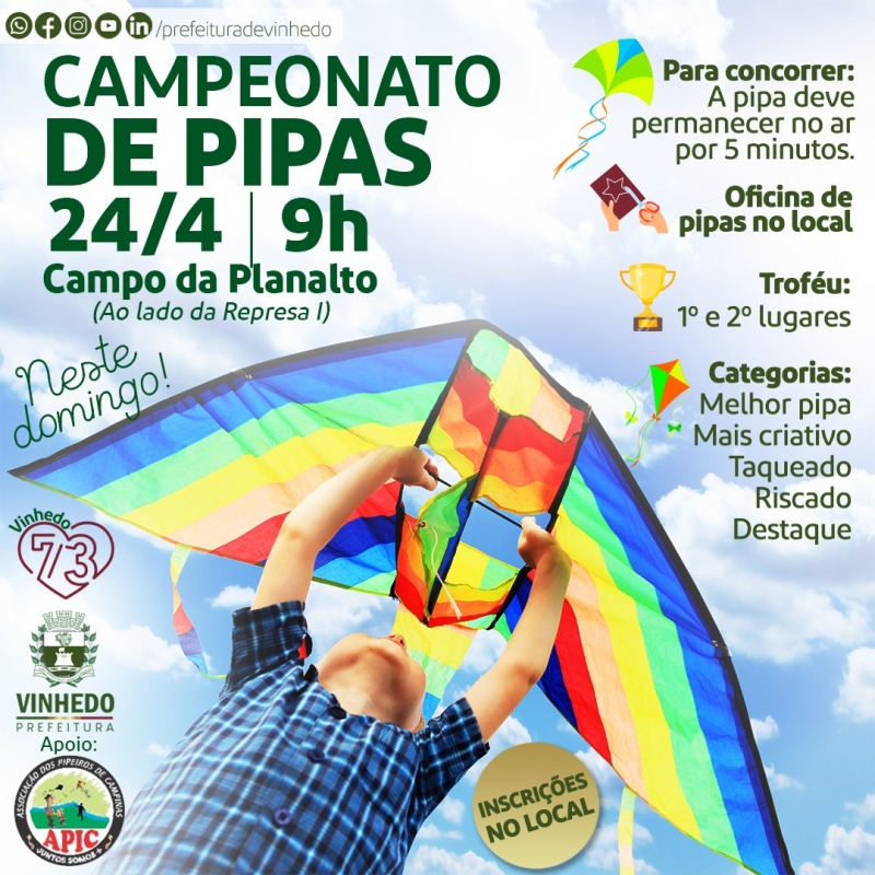 Vinhedo - Campeonato de Pipas Exóticas acontece no domingo (24)!