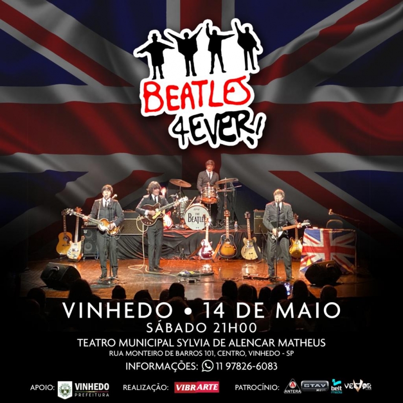 Vinhedo - Espetáculo Beatles 4ever será apresentado no Teatro Municipal!