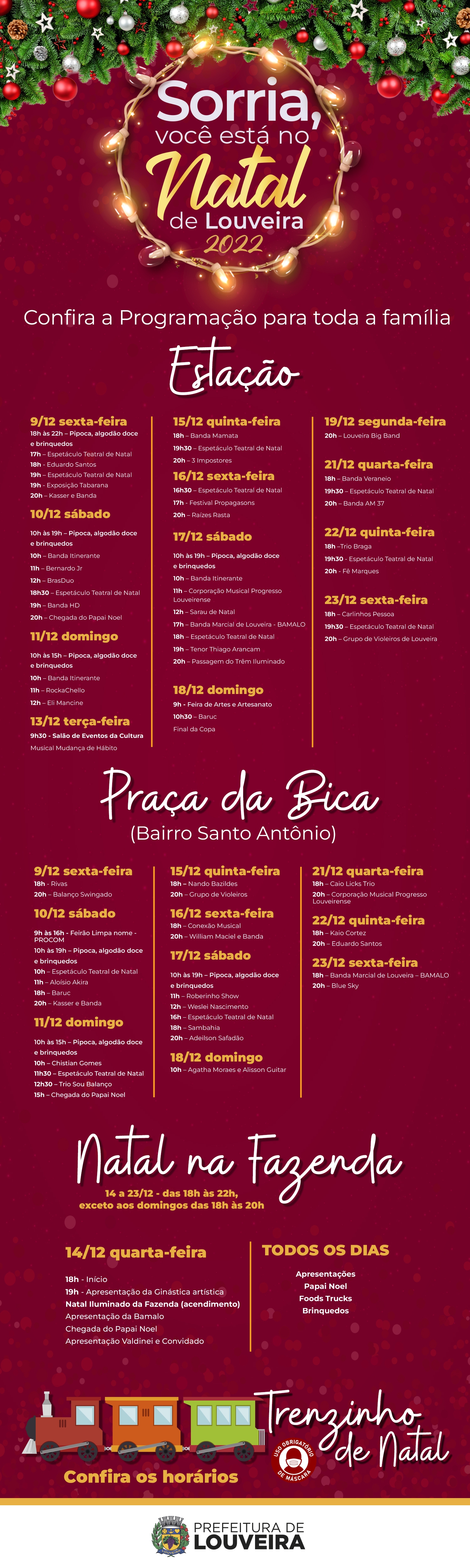 Louveira - Fazenda Santo Antônio tem programação especial de Natal 2022!